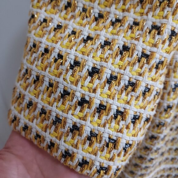 MAJE Yellow Gold Rill Metallic Cotton Tweed Mini Dress - Picture 5 of 11